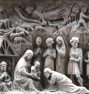 Eliasz i Jan Gagini, "Pokłon Trzech Króli", 1457. Via degli Orefici, Genova. Zdjęcie z plakatu bożonarodzeniowego CL