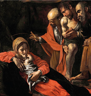 Caravaggio, "Pokłon pasterzy" (fragment), 1609. Muzeum Regionalne w Mesynie