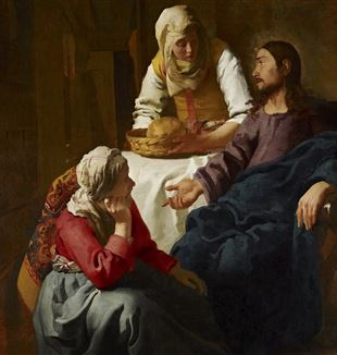 Jan Vermeer, Chrystus w domu Marii i Marty, żródło: Wikipedia
