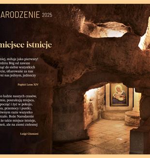 Obraz z Plakatu na Boże Narodzenie 2025 Ruchu Komunia i Wyzwolenie, Mleczna Grota, Betlejem © Andrey Shevchenko/Alamy