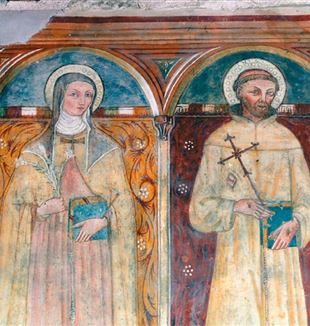 Fresk przedstawiający św. Klarę i św. Franciszka w kościele św. Damiana w Asyżu